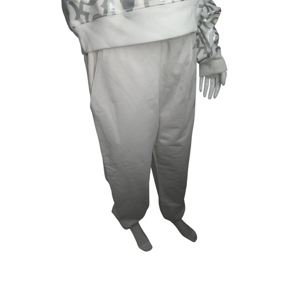 Marc Jacobs Women's Monogram Cropped Hoodie and Pants 2 PC Set Silver White Size - Picture 10 of 16